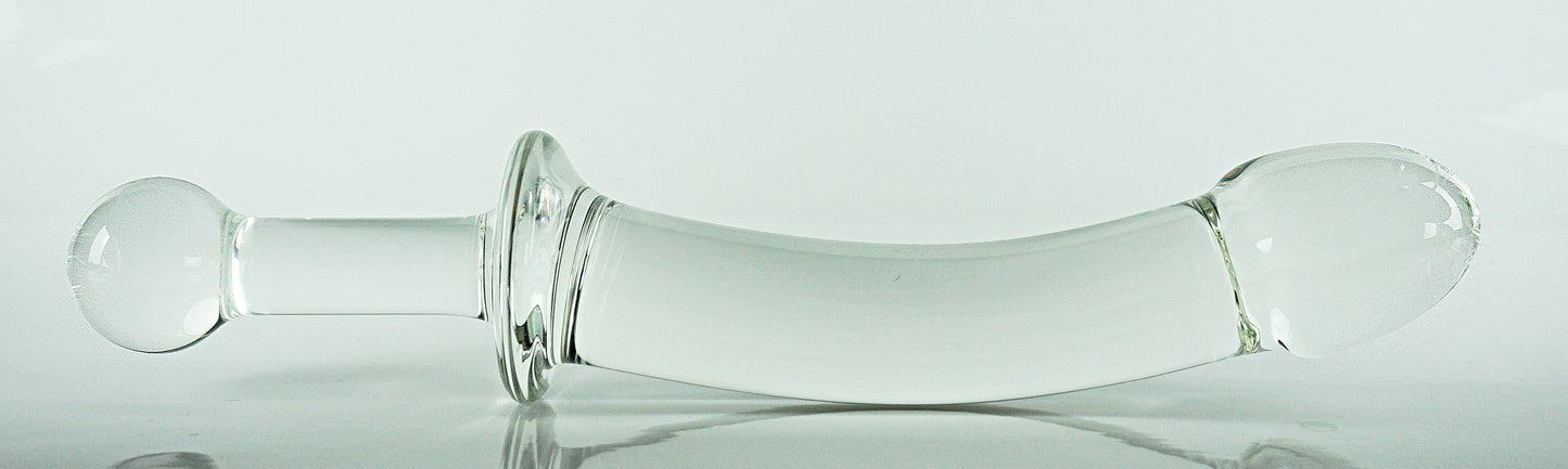 Consolador grande de cristal con cabeza esculpida