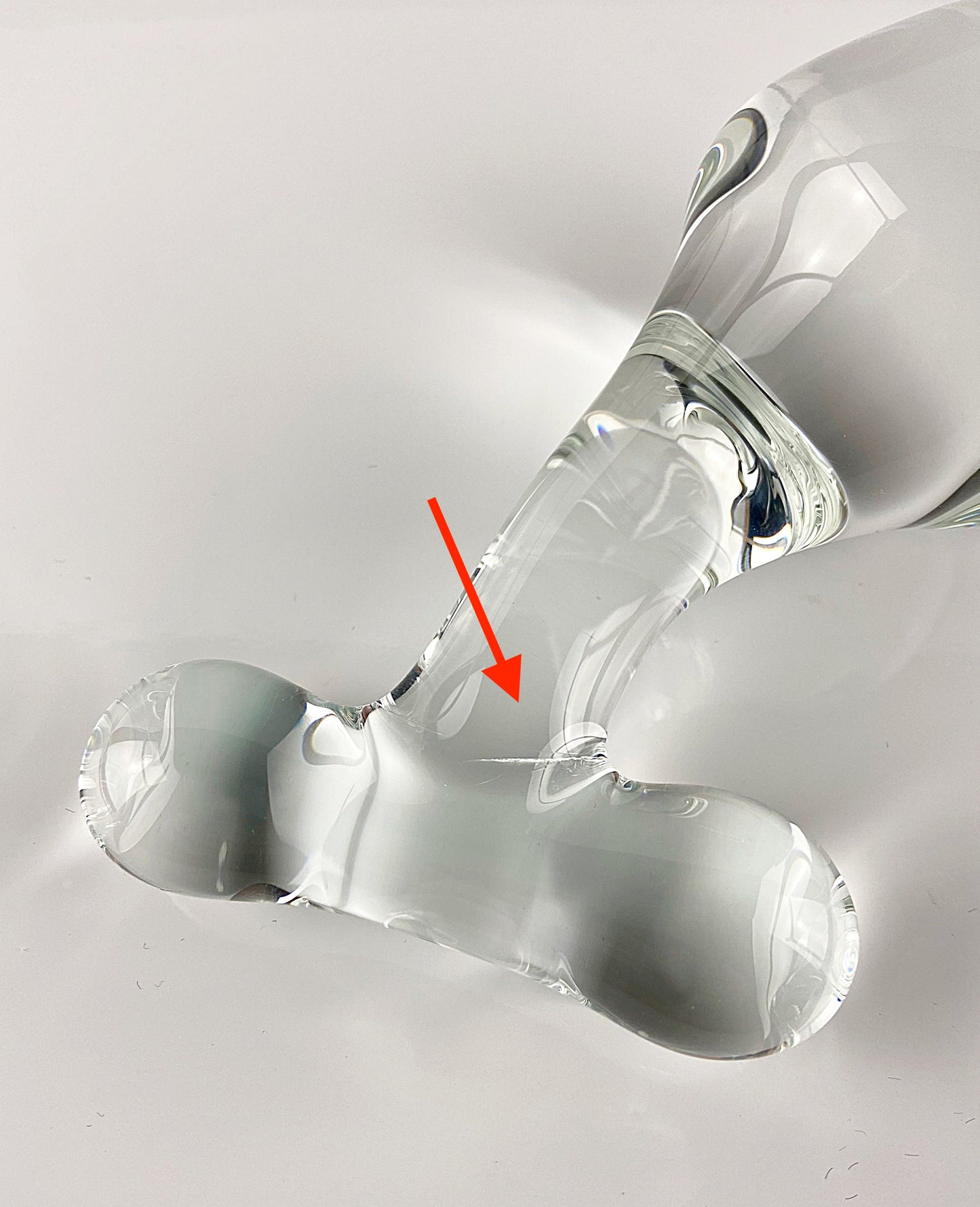 Discounted XL Extra Large Glass T-Handle Curved Neck Rosebud Butt Plug