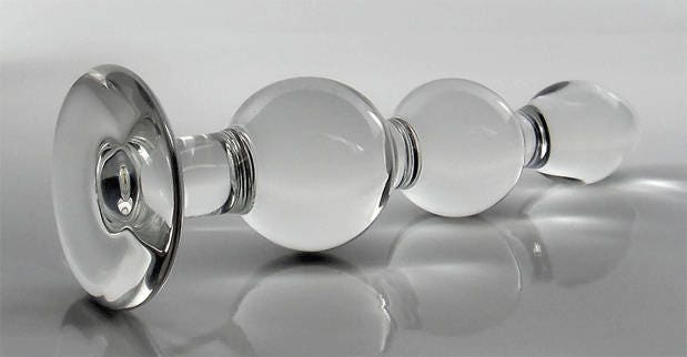 Consolador/tapón anal triple de vidrio grande