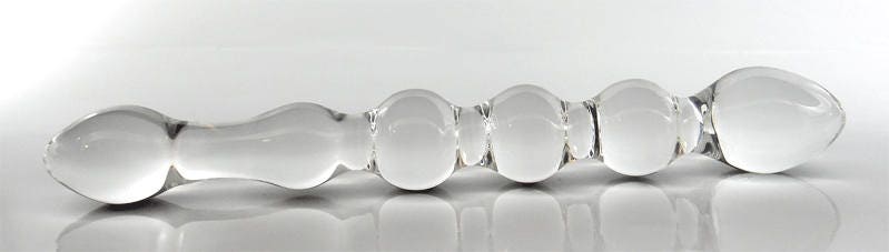 Medium Plume Handle Glass Baller Probe Dildo