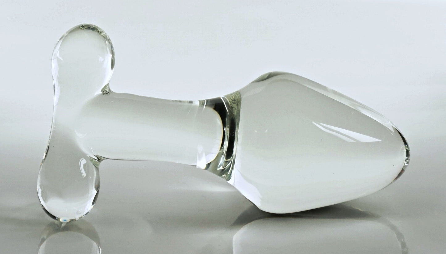 Tapón anal cónico de cuello delgado con mango en T de vidrio grande