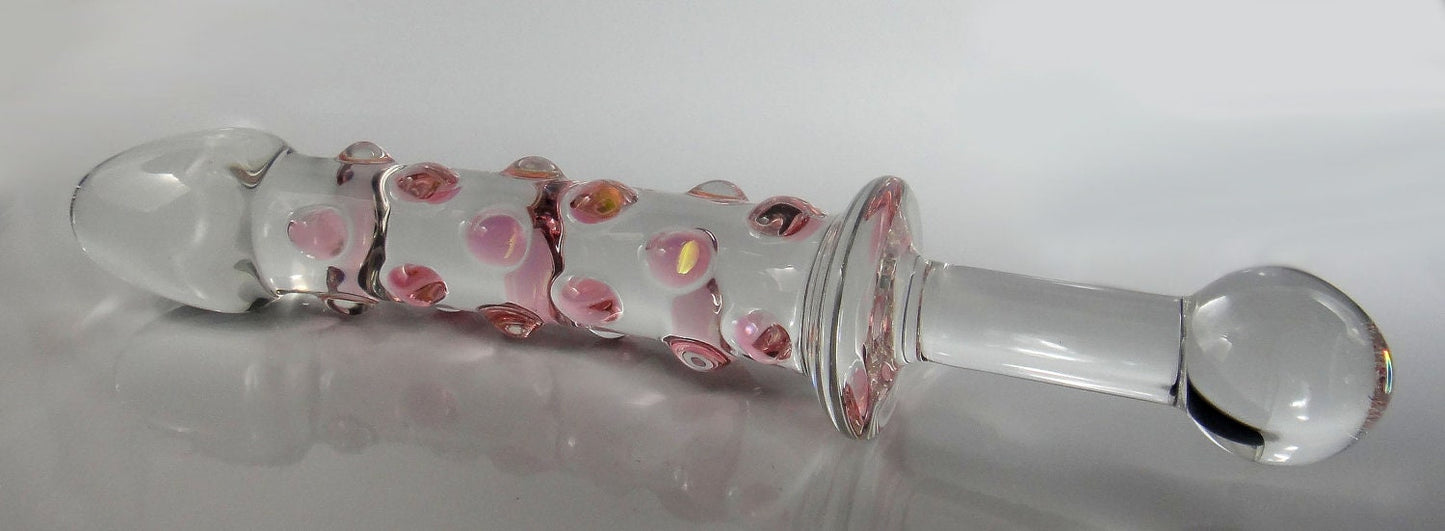 Consolador mediano de vidrio con incrustaciones de oro de 24 quilates y mango