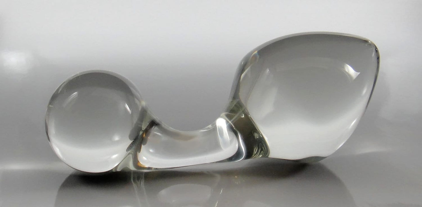Large Glass Curved Neck Rosebud Butt Plug