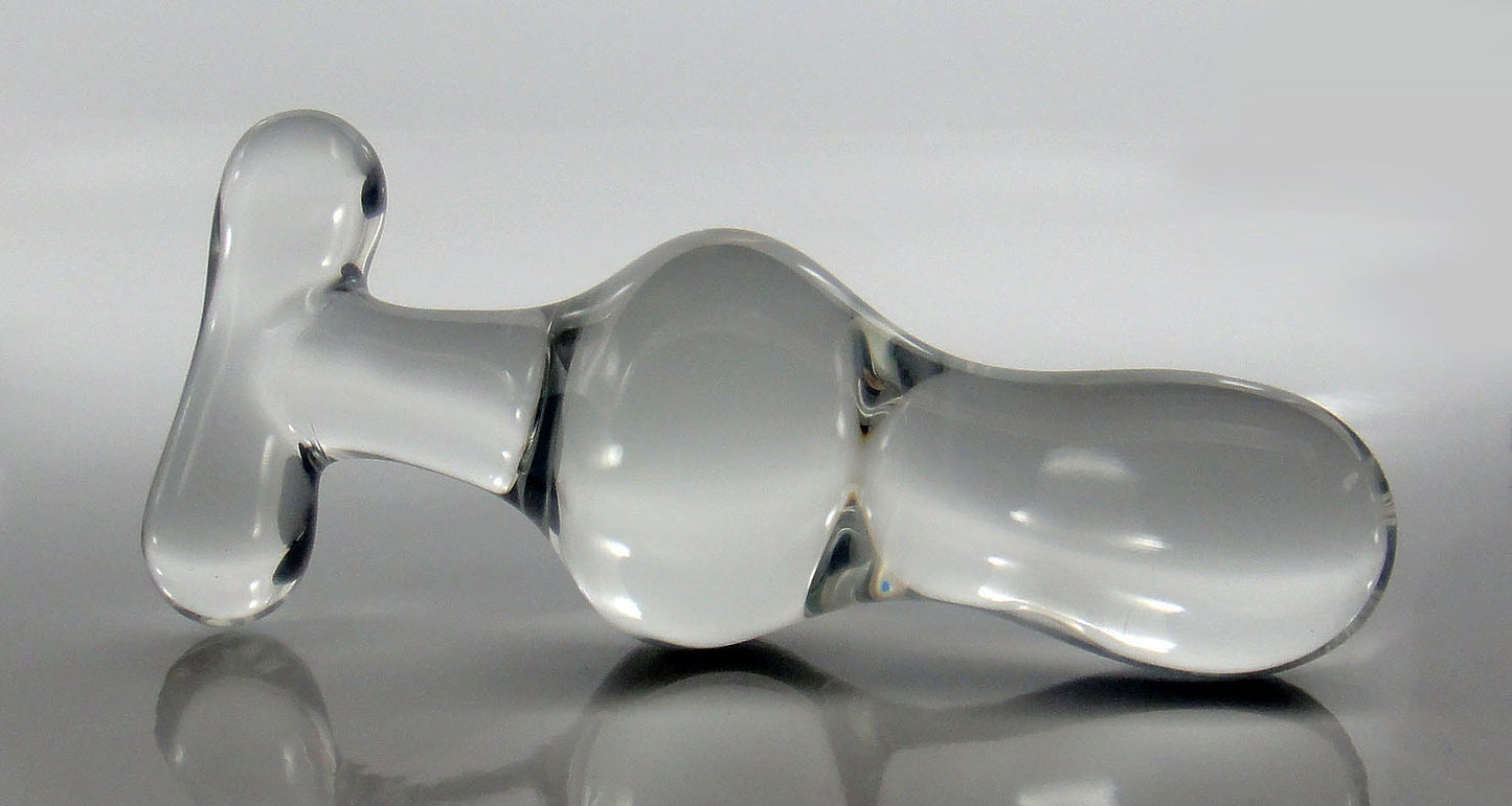 Large Glass T-Handle Hourglass Kegel Dildo / Butt Plug Sex Toy