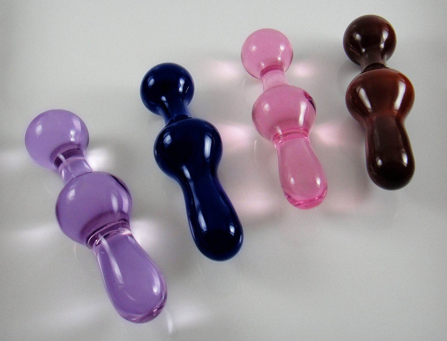 Petit exerciseur de Kegel en verre violet / plug anal en forme de sablier