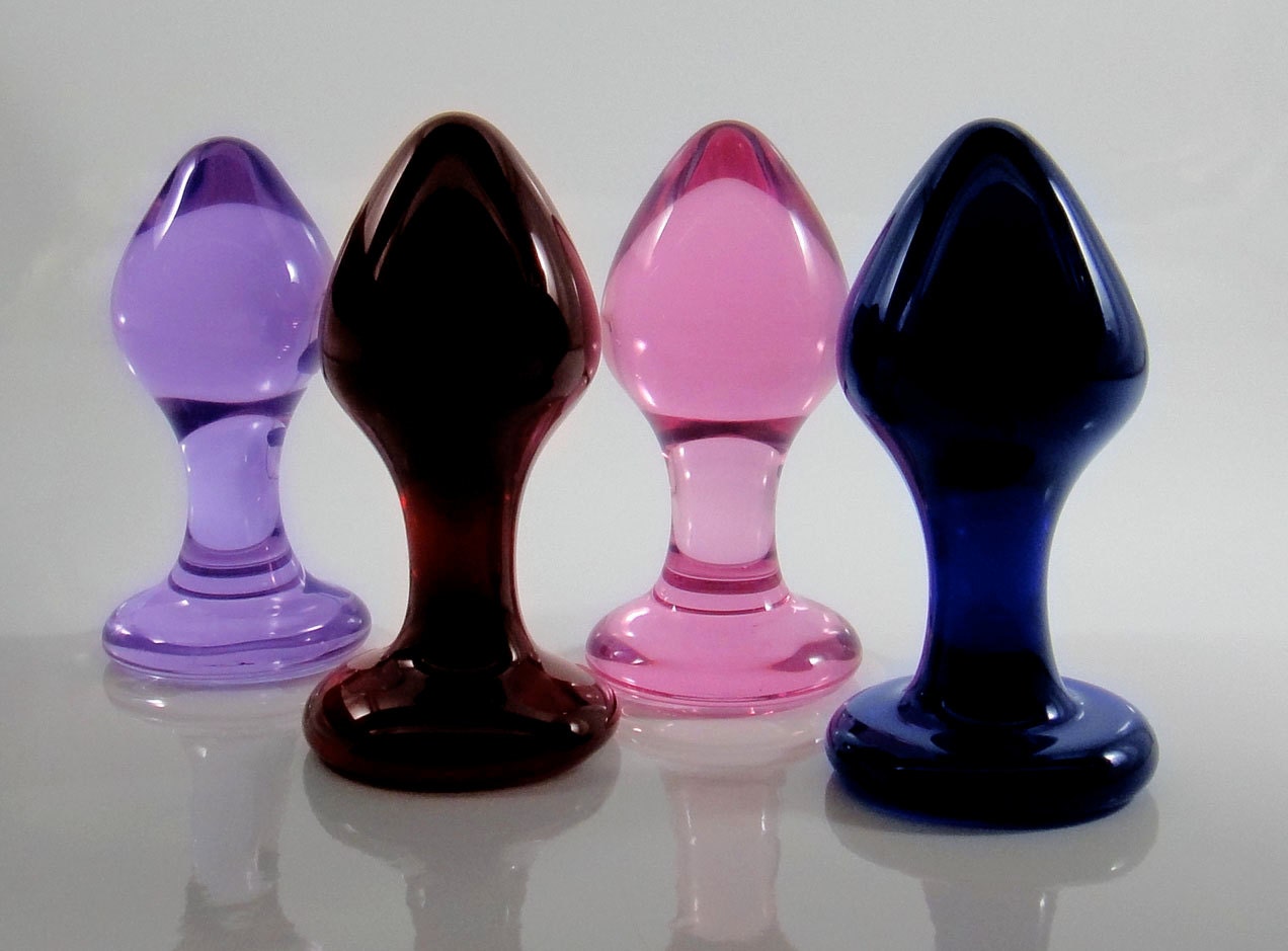 Small COBALT BLUE Glass Rosebud Butt Plug