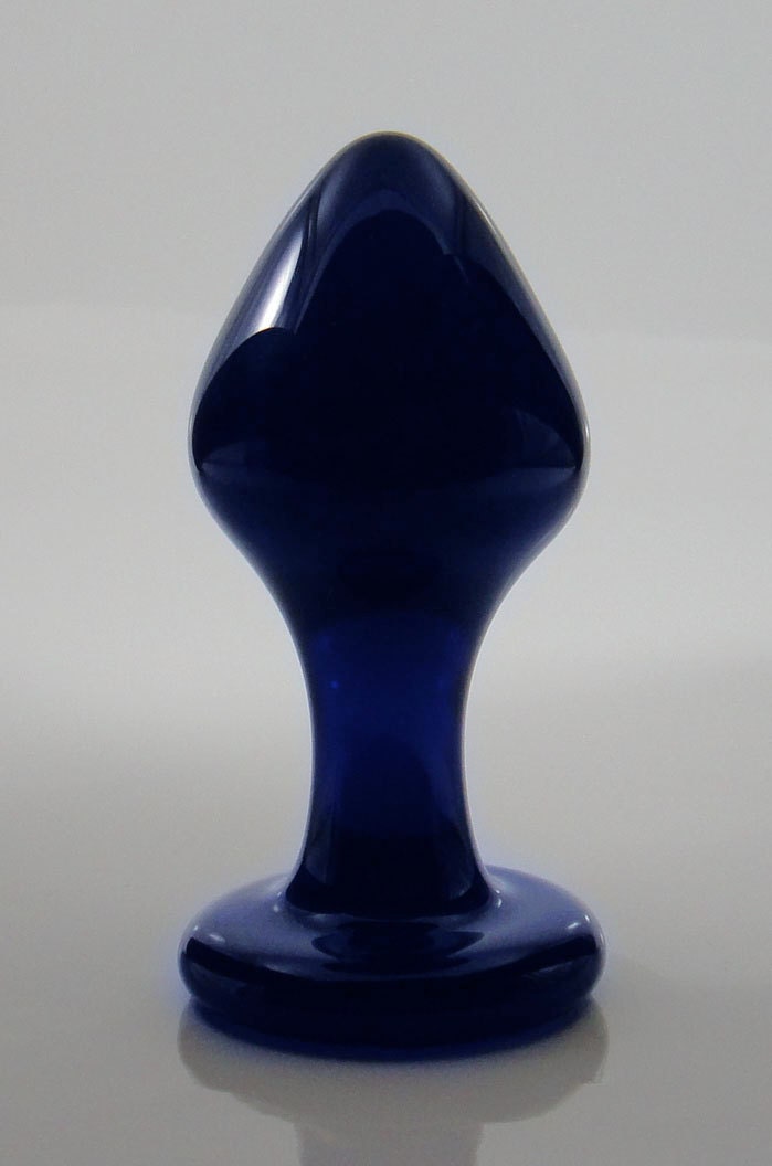 Small COBALT BLUE Glass Rosebud Butt Plug