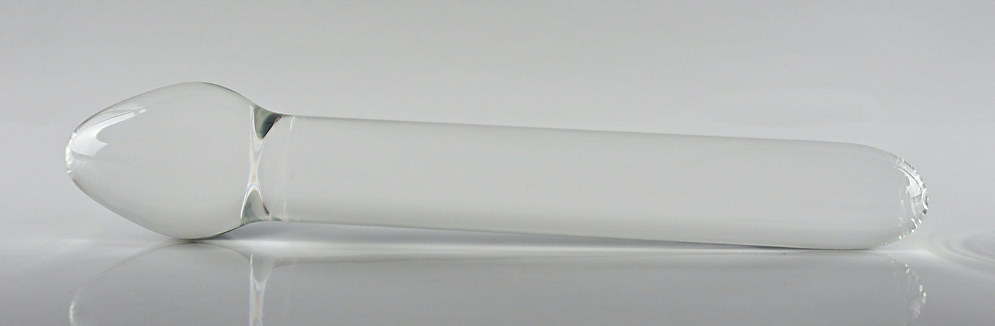 Gode en verre de taille moyenne avec sonde à tête de bouton de rose