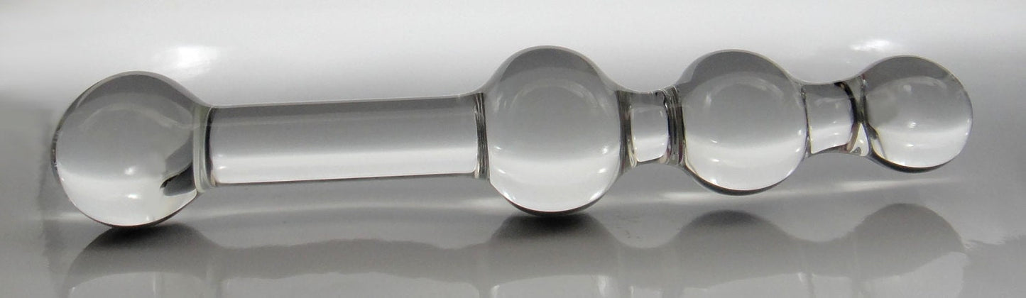 Consolador de vidrio mediano con triple inmersión, con sonda recta o curva