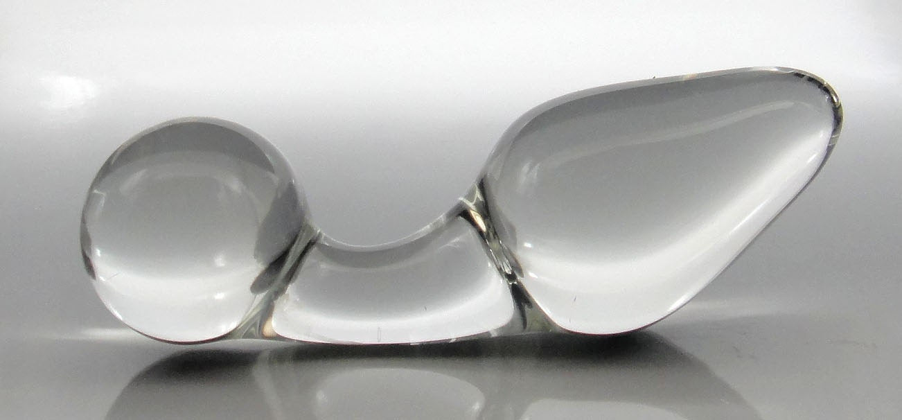 Tapón anal cónico de cuello curvo de vidrio pequeño