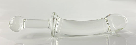 Discounted Medium Glass Dildo with Sculpted Head and added Handle