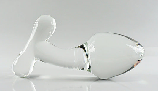 Discounted XL Extra Large Glass T-Handle Curved Neck Rosebud Butt Plug