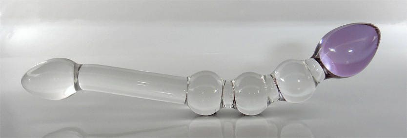 Medium Color-Head Glass Curved G-Spot Baller Probe Dildo