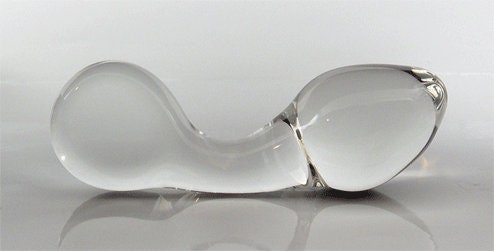 XS Extra Small Glass Curved Neck Rosebud Butt Plug