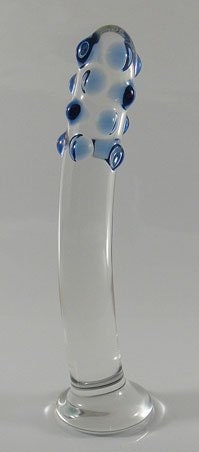 Small Glass Headless Dildo with Studded Tip