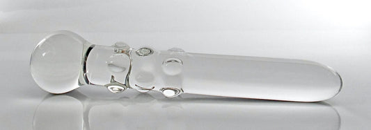 Medium Glass Dildo Partial Stud Texture Straight Probe