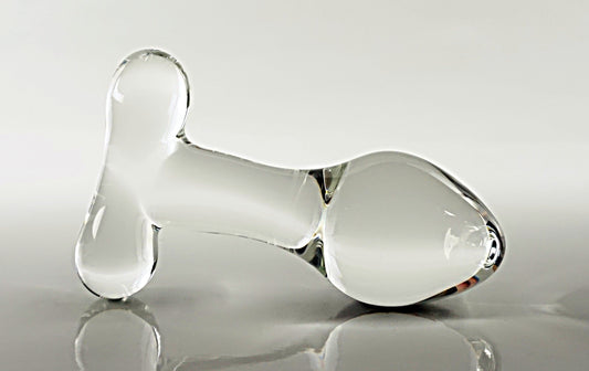 Medium Glass T-Handle Rosebud Butt Plug