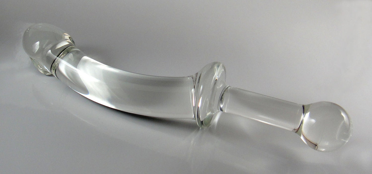 Medium Glass Dildo with Sculpted Head and added Handle