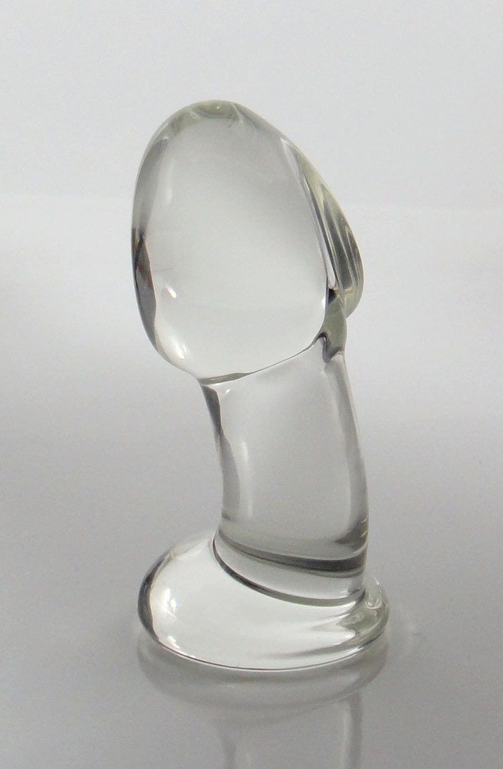 Small Glass Sculpted Penis Head Butt Plug