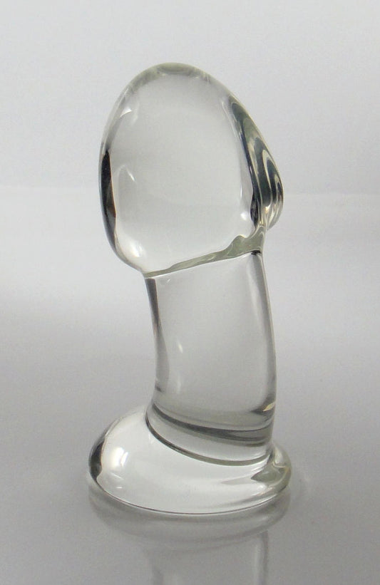 Medium Glass Sculpted Penis Head Butt Plug