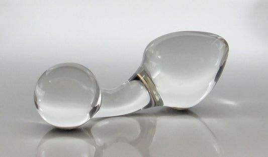 Small Glass Curved Neck Rosebud Butt Plug