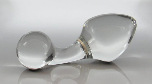 Medium Glass Curved Neck Rosebud Butt Plug