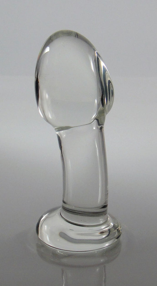 XS Extra Small Glass Sculpted Penis Head Butt Plug