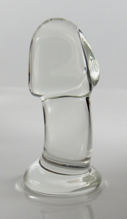 Large Glass Sculpted Penis Head Butt Plug