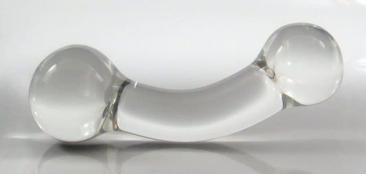 Large Glass Curved Barbell Multi-Use Vaginal / Anal Butt Plug