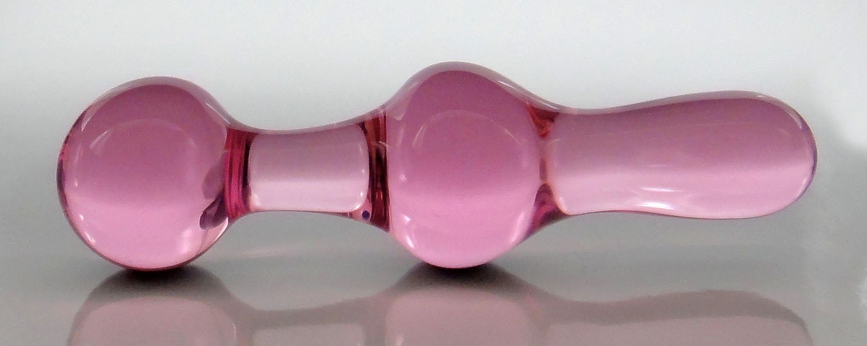 Small Pink Glass Kegel Exercise / Hourglass Butt Plug