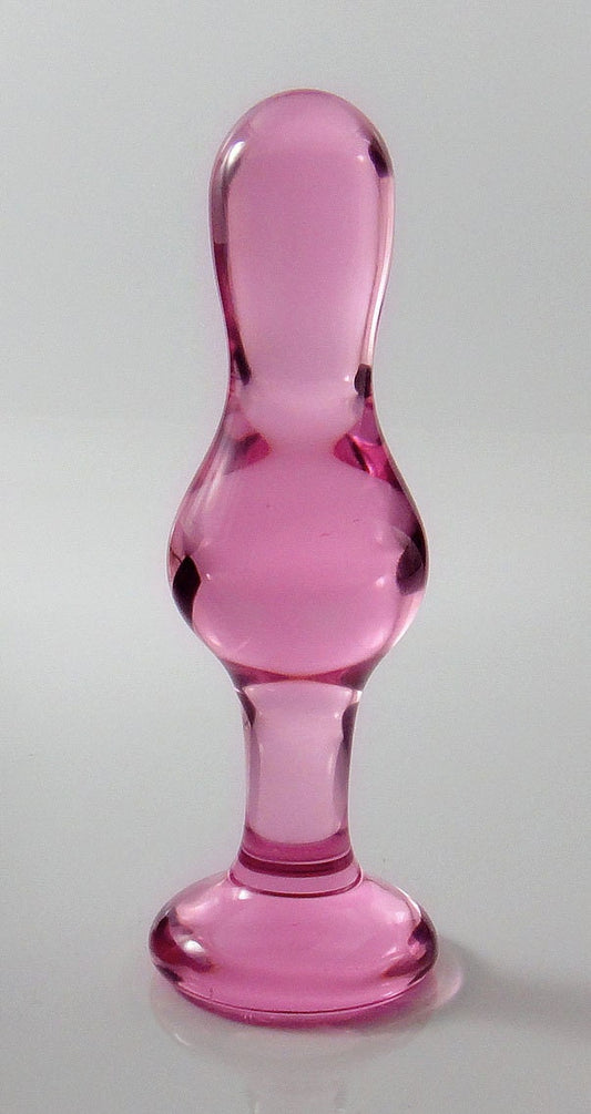 Small PINK Glass Stand-Up Hourglass Butt Plug