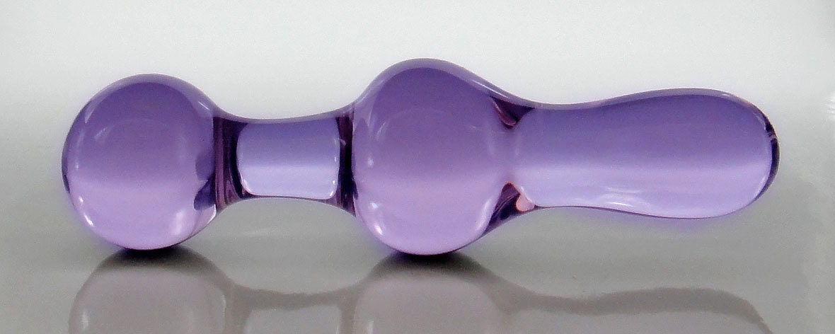 Small Purple Glass Kegel Exerciser / Hourglass Butt Plug