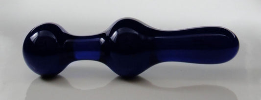 Small Cobalt Blue Glass Kegel Exerciser / Hourglass Butt Plug