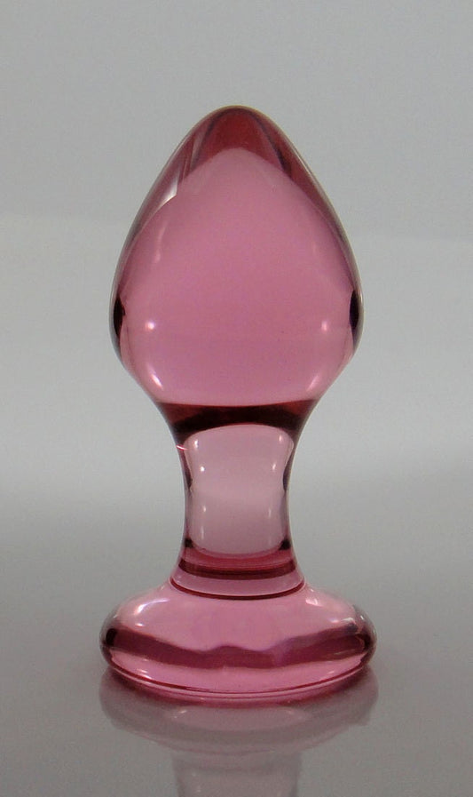 Small PINK Glass Rosebud Butt Plug