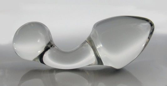 XL Extra Large Glass Curved-Handle Rosebud Butt Plug