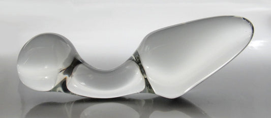 Large Glass Curved Handle Tapered Butt Plug