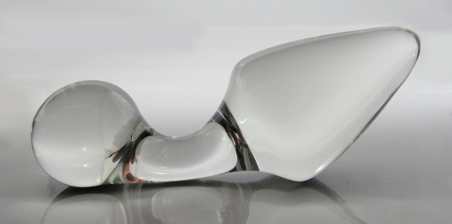 XL Extra Large Glass Curved Handle Tapered Butt Plug