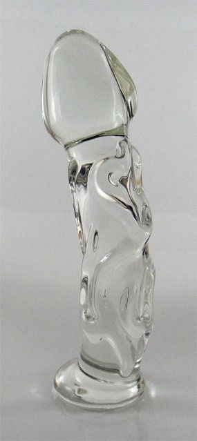 Medium Glass Clear Vein Textured Dildo