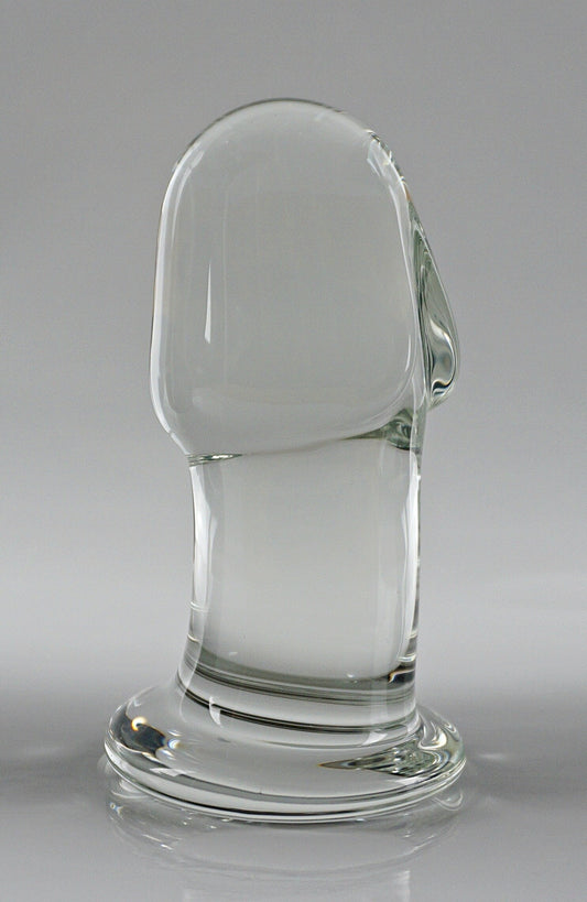 XL Extra Large Glass Sculpted Penis Head Butt Plug