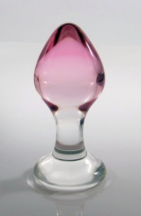 Small PINK Glass Color-Fade Rosebud Butt Plug