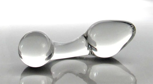 XS Extra Small Glass Curved Neck Rosebud Butt Plug