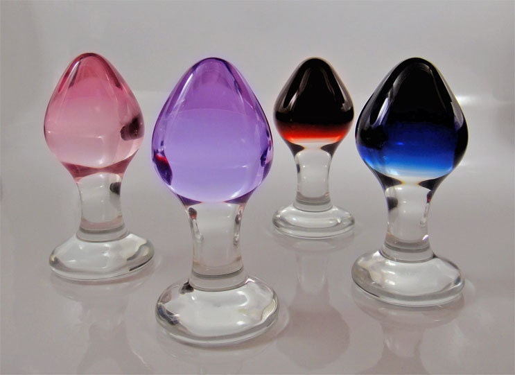 Small PURPLE Glass Color-Fade Rosebud Butt Plug